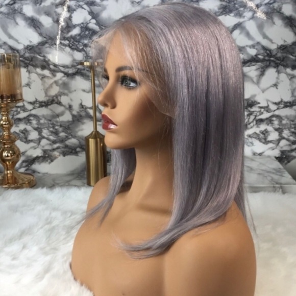 Other - Grey 100% Human Hair Short Bob Lace Wig.